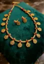 Gold Kemp Button Neckpiece with Color Moti