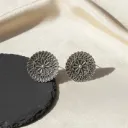 Bold Oxidised Silver Stud Earrings