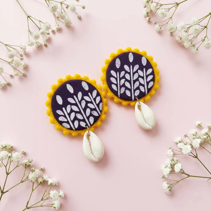 Purple Wooden Handcraft Bohemian Earrings