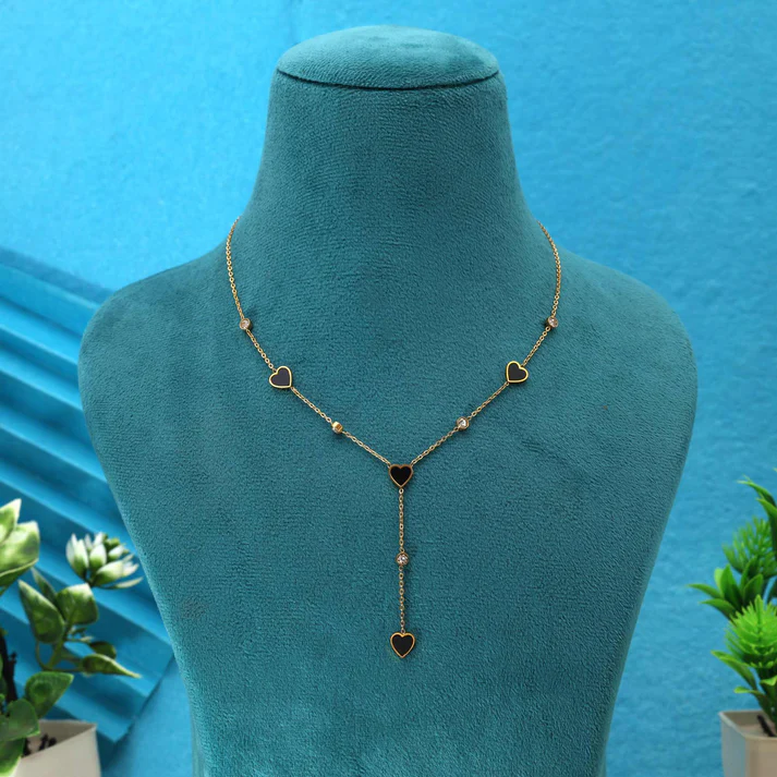 Black Demi-Fine Heart Gold Plated Pendant