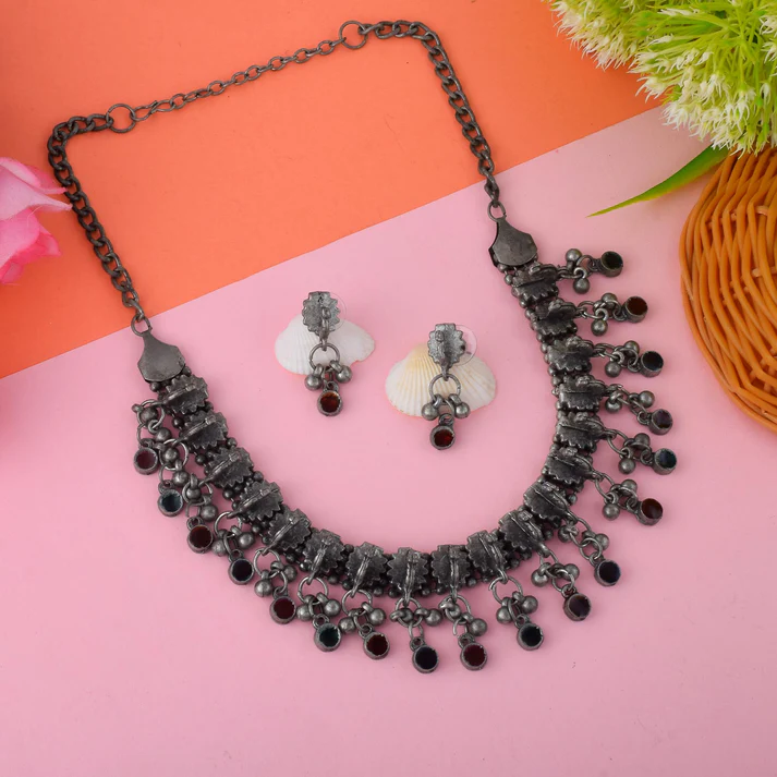 Eclectic Black Oxidised Necklace Set
