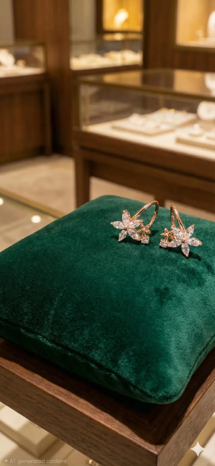 Rose Gold Triple Star AD Earcuff Studs