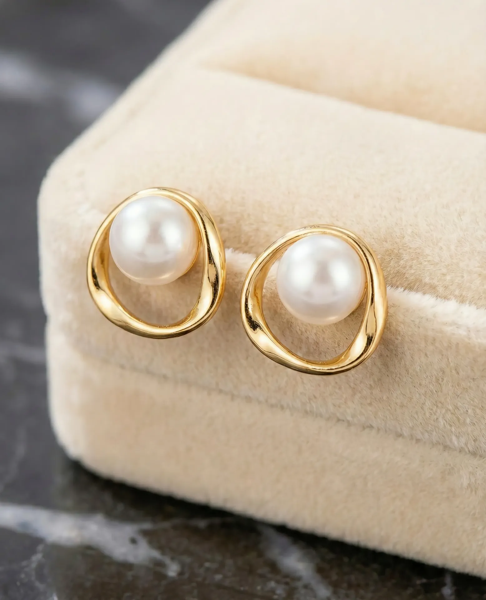 Triangle Pearl Korean Studs