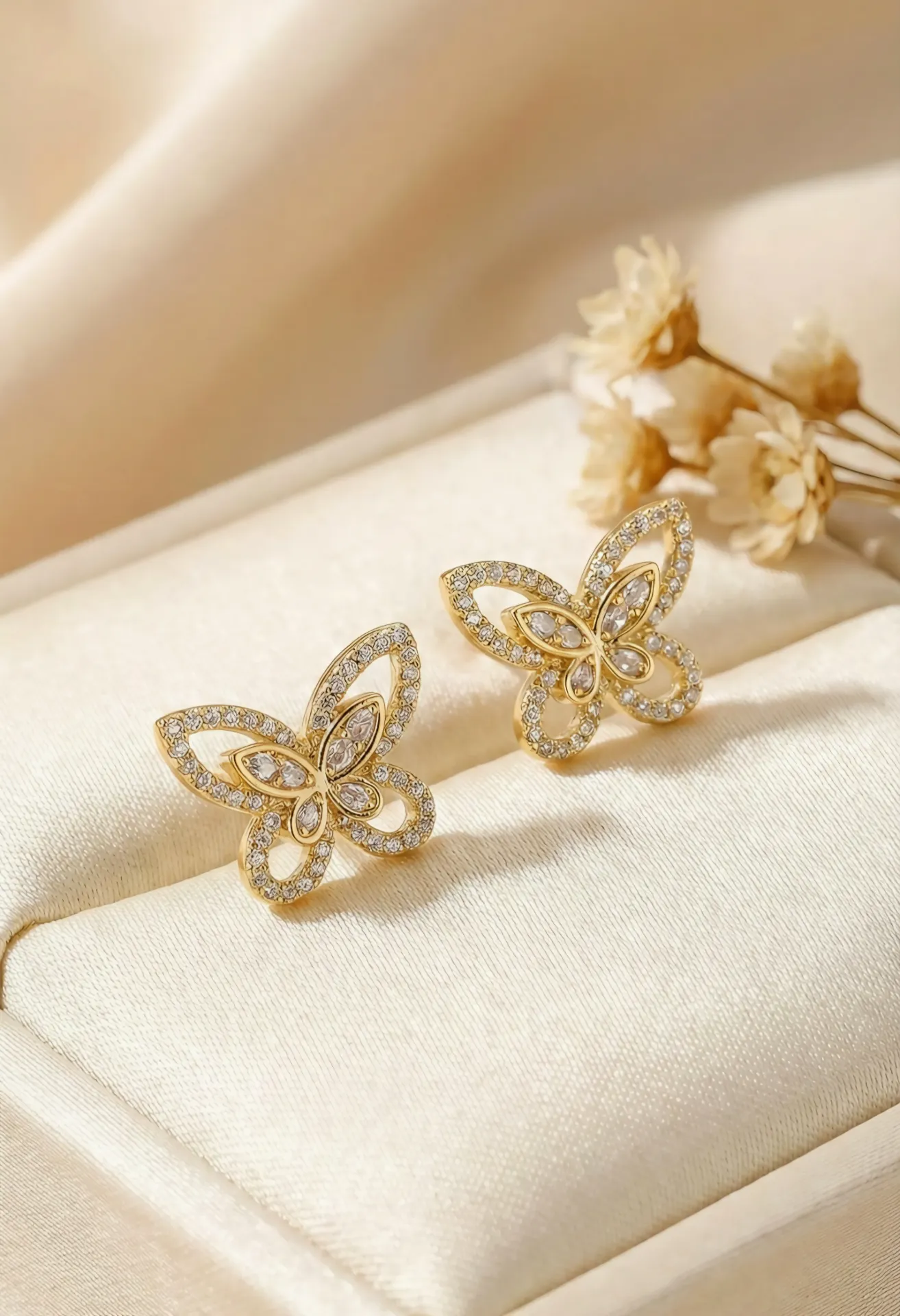 Dual Butterfly AD Korean Studs