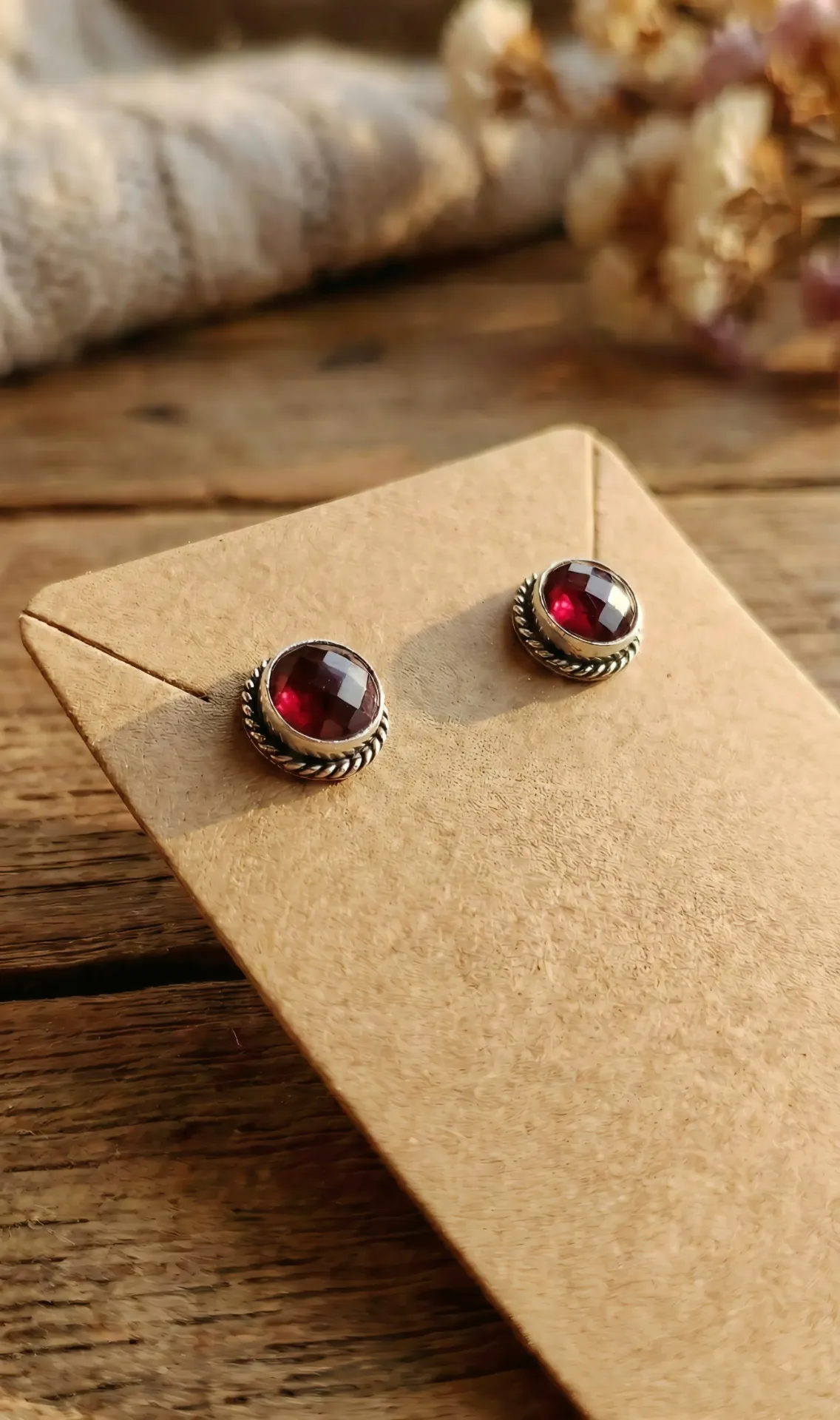 Oxidised Stud Earrings (Red)